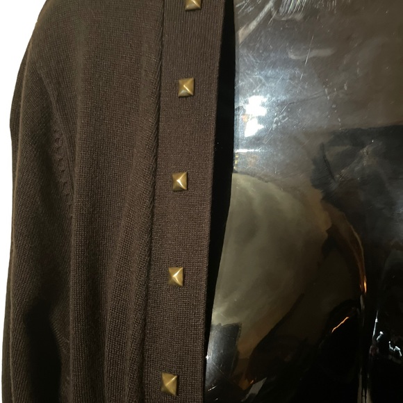 Laura Petites Size Large Black Cardigan with Copper like Beading - Picture 2 of 6